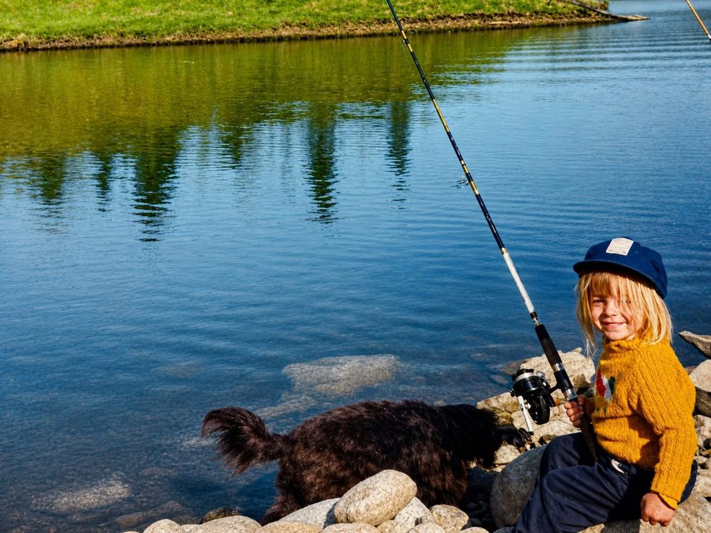 Young Chef Jen trout fishing with her Dad in the Canadian Rockies